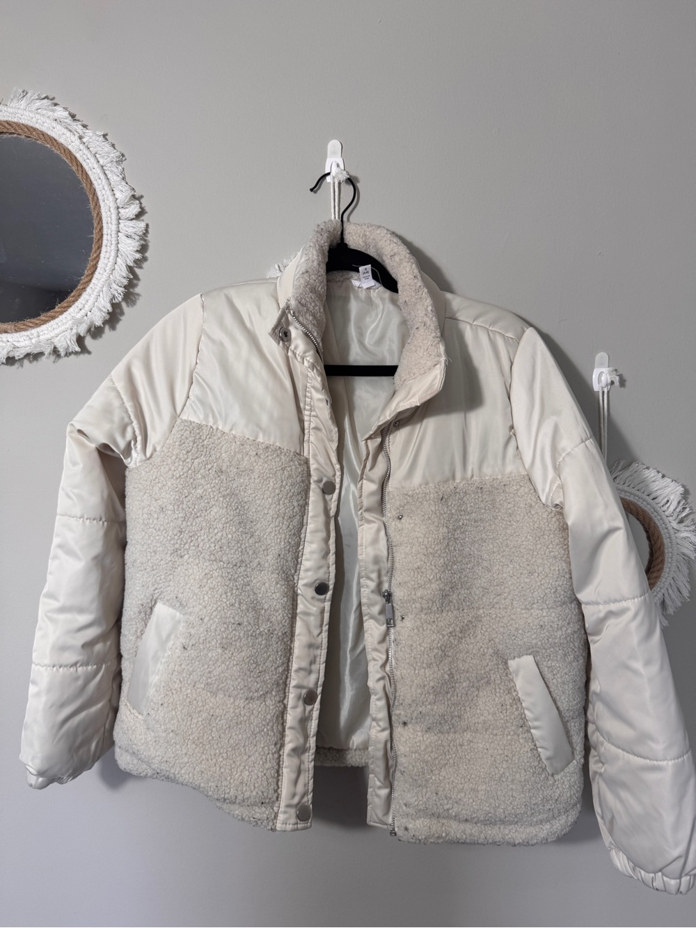 Cream Sherpa & Puffer Jacket